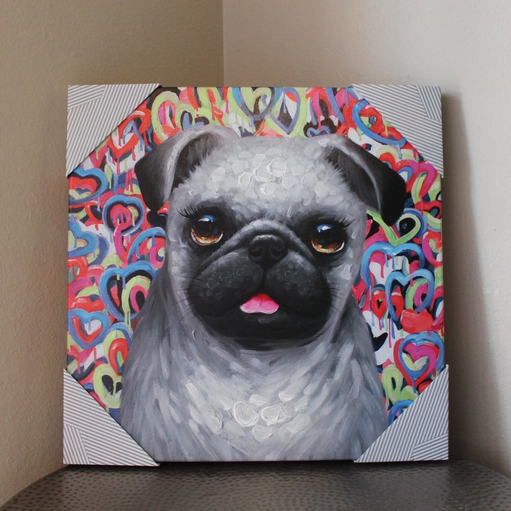 Pug Frenchie Dog Canvas Print Wall Decor NWT